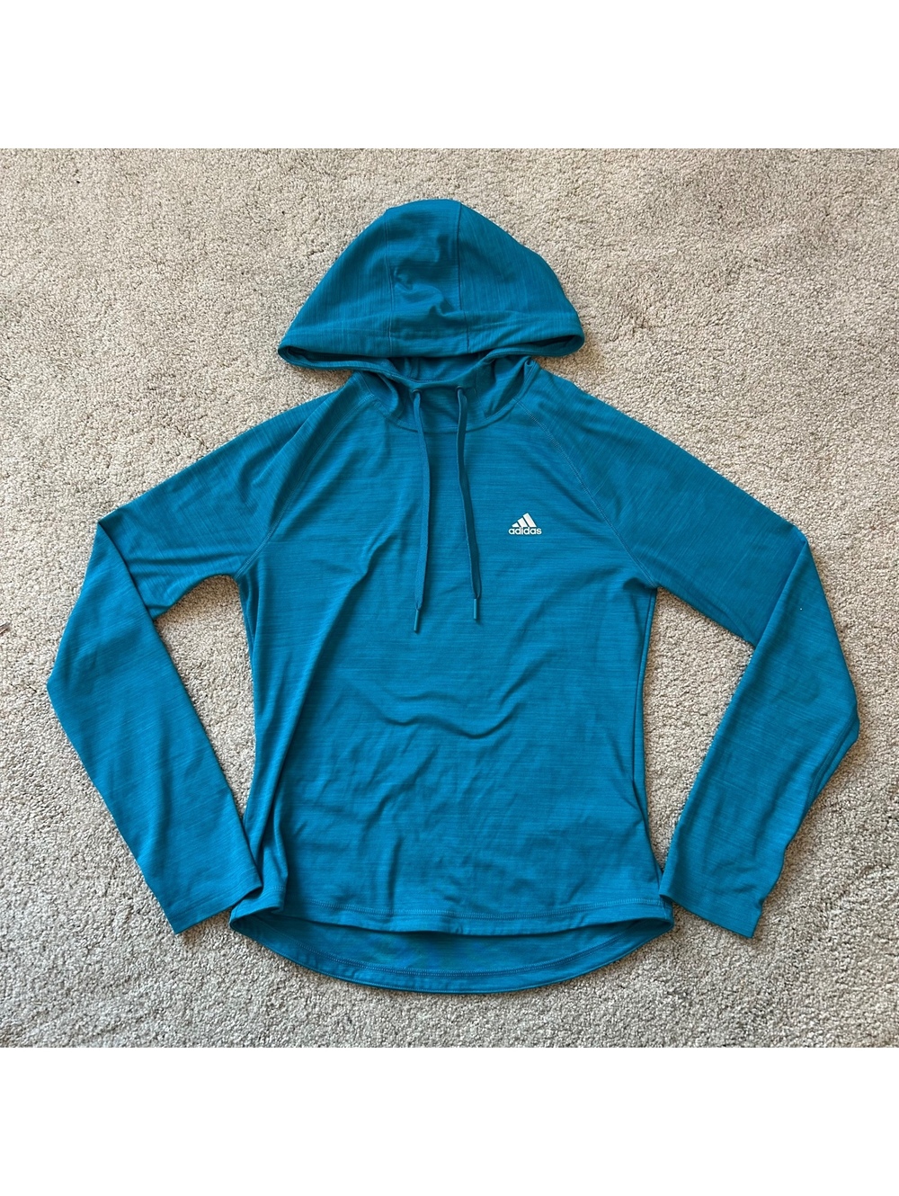 Adidas Climalite Teal Blue Lightweight Hoodie Sweatshirt Size Small